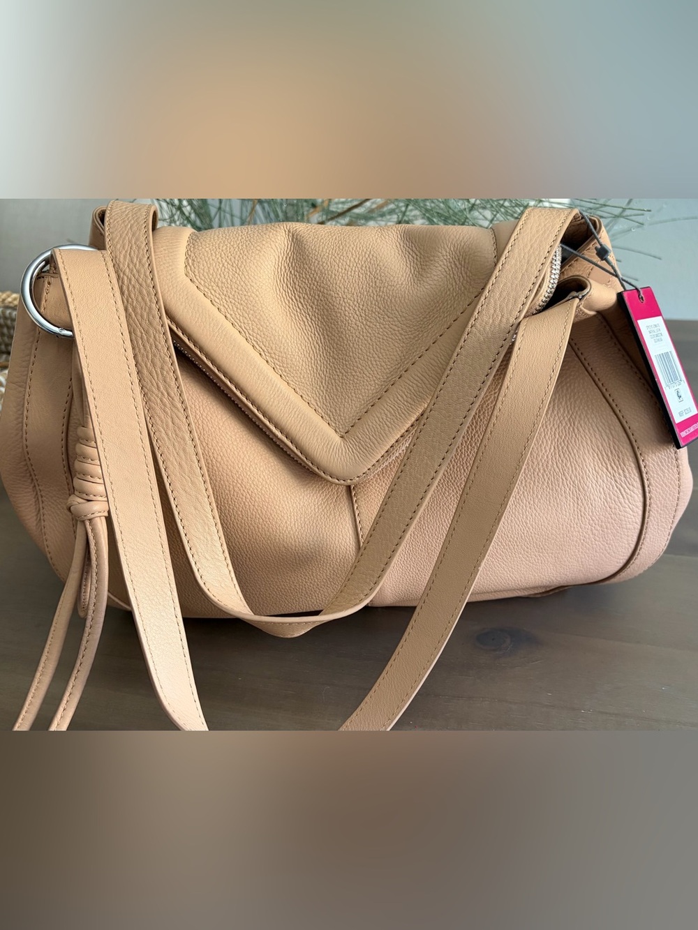 NWT Vince Camuto Lenka Tote Genuine Leather Sandstone Beige Shoulder Bag